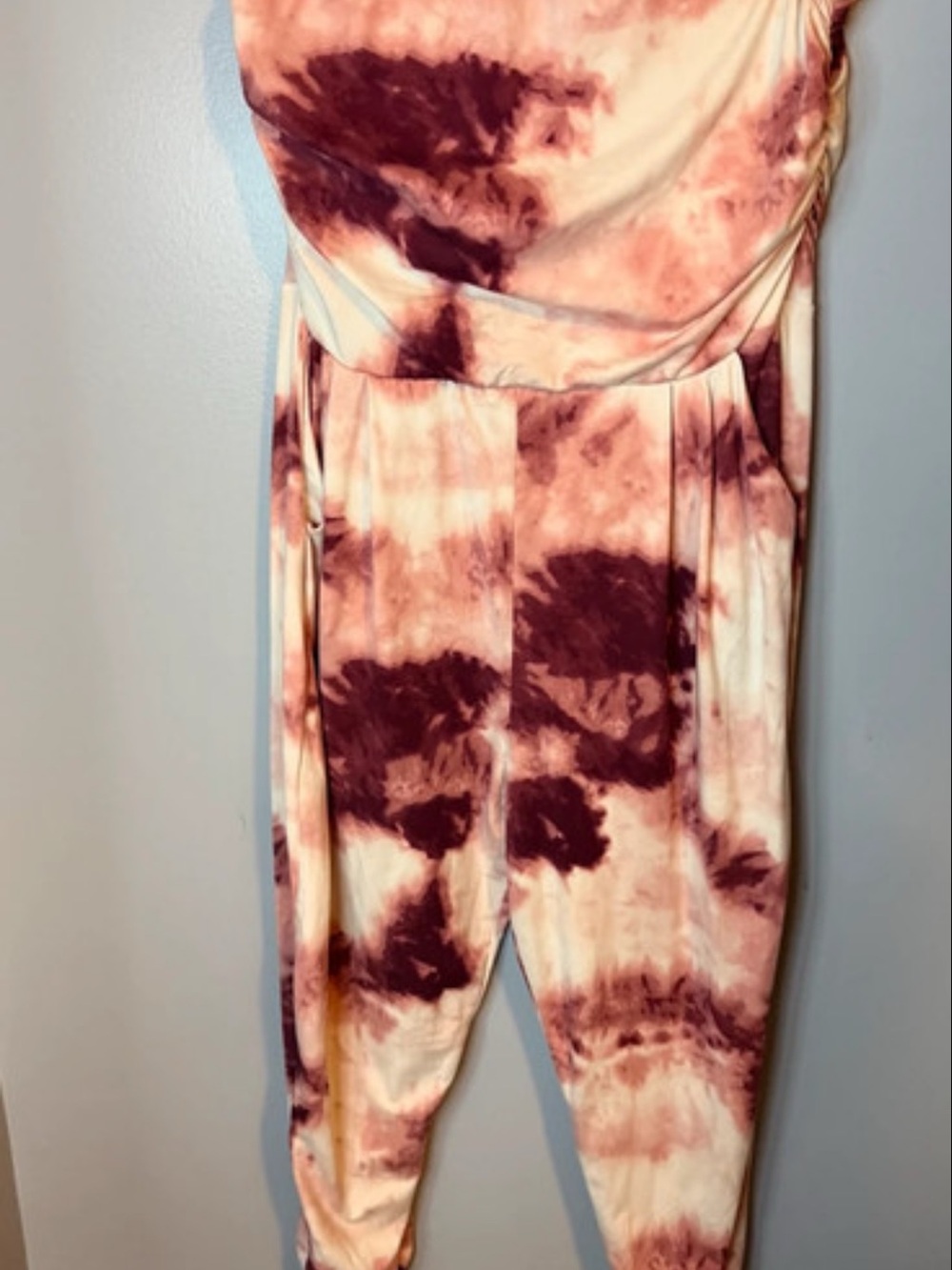 Sleeveless Tie-Dye Jumpsuit in Cream and Brown